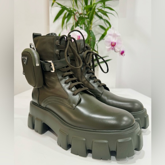 PRADA Monolith leather and Re-Nylon boots with pouch - Picture 4 of 15
